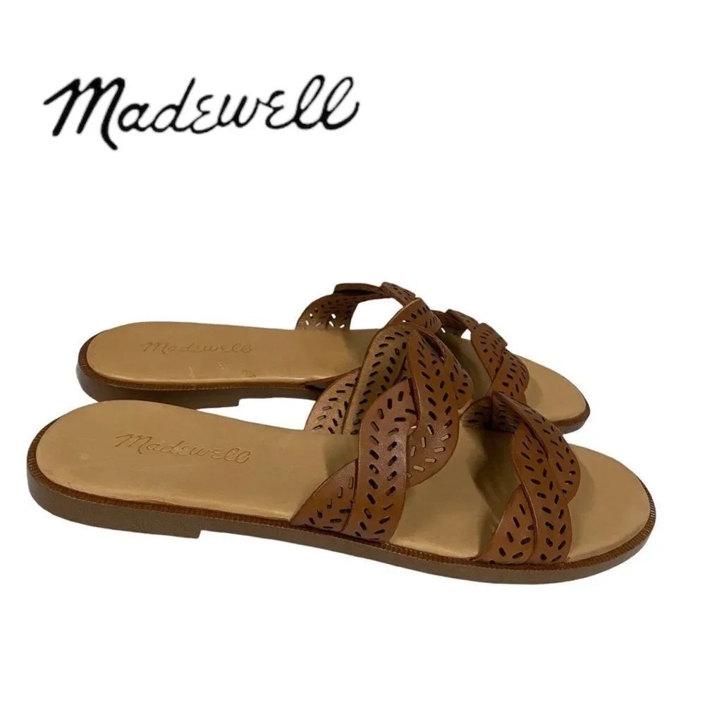 MADEWELL Twist Strap Cora Flat English Saddle Sandals 7.5